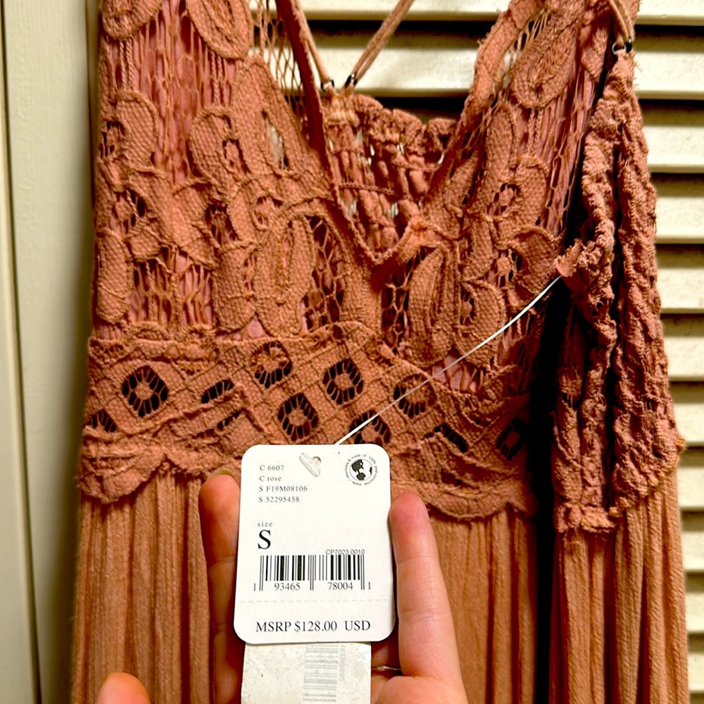 Pink/rose floral lace cocktail gown